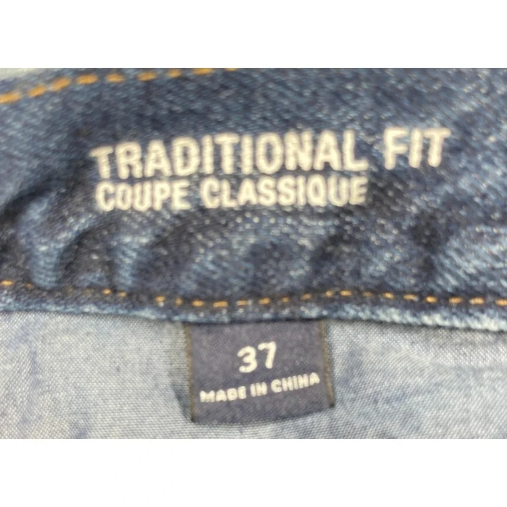 Lands' End Jeans Mens 37x27 Blue Straight Traditional Fit Elastic Stretch‎ Waist